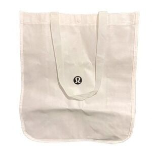 Lululemon Large Reusable‎ Shopping Tote Lunch Bag White & Black Snap Closure